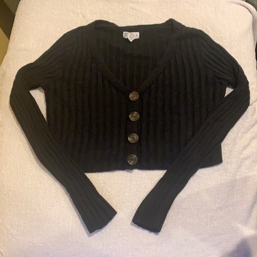 Black Cropped Knit Sweater Sz:M
